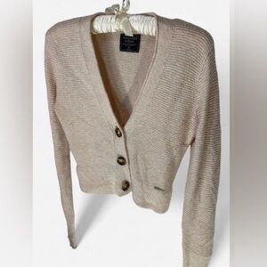 Abercrombie & Fitch Cropped Cardigan Button Close Pale Pink Beige XS